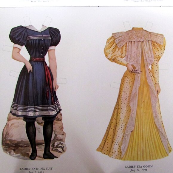 PAPER DOLLS, 1890s ANTIQUE FASHION GIBSON GIRL COSTUMES, UNCUT DOVER MUSEUM BOOK - Picture 6 of 9